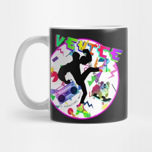 California Venice Beach - English Bulldog & Boombox | 90s style Neon Multi Colors Mug